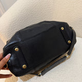 Black Coach Signature Ashley Bag with Snakeskin Trim