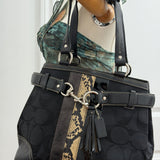 Coach Black Hamptons Snakeskin Shoulder Bag