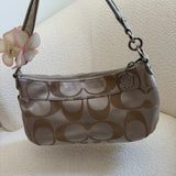 Coach Beige Signature Turnlock Poppy Shoulder Bag
