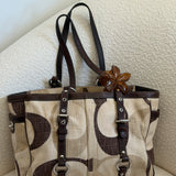 Cream Coach Signature Optic Cotton Tote Bag