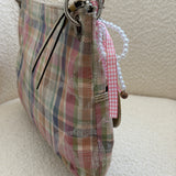 Rare Coach Madras Plaid Poppy Double Pocket Pushlock Bag