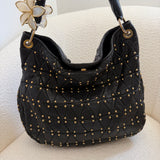 Miu Miu Black Studded Quilted Hobo Bag