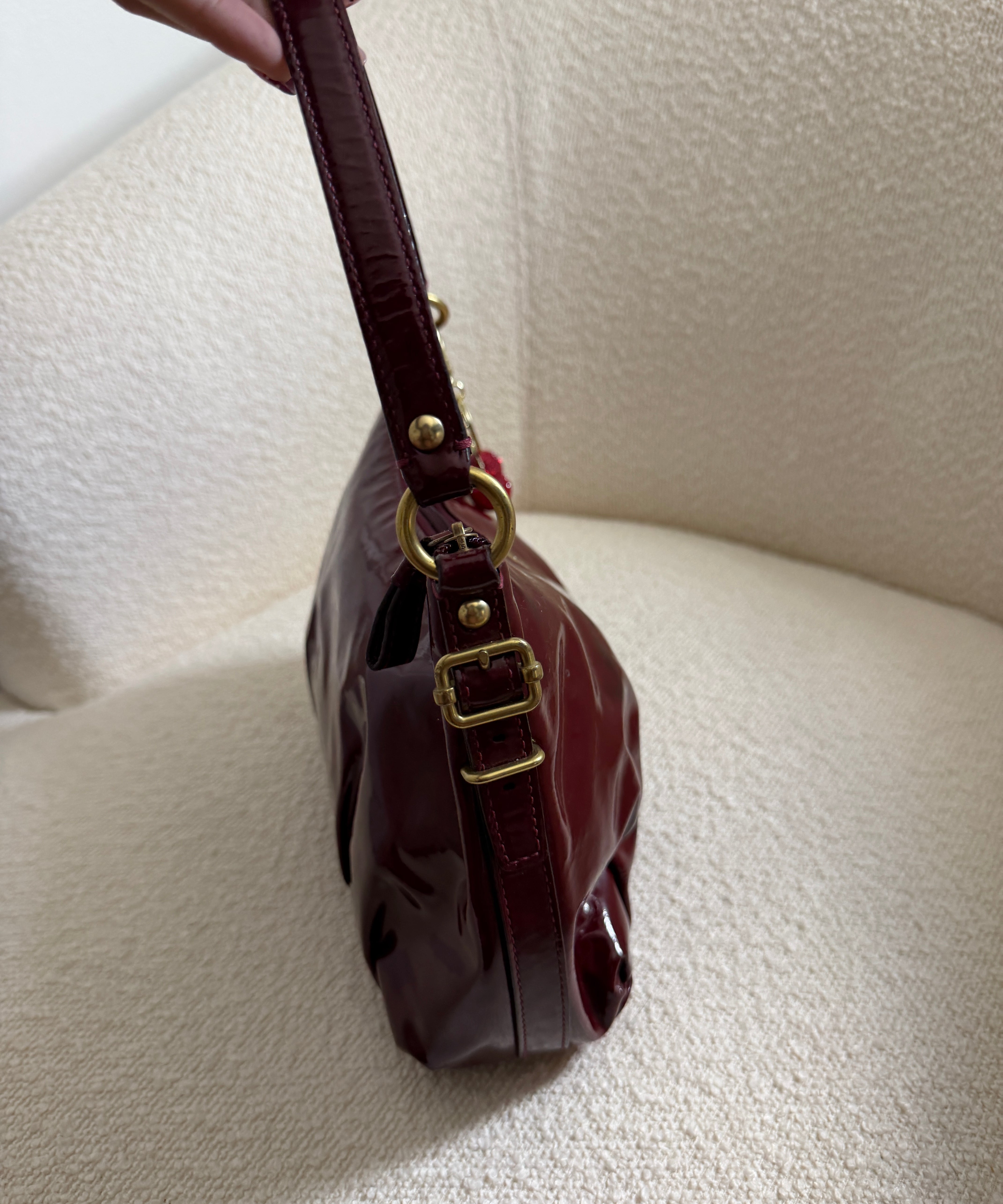 Coach Burgundy Patent Leather Madison Shoulder Bag