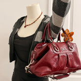 Coach Burgundy Patent Leather Ashley Shoulder Bag