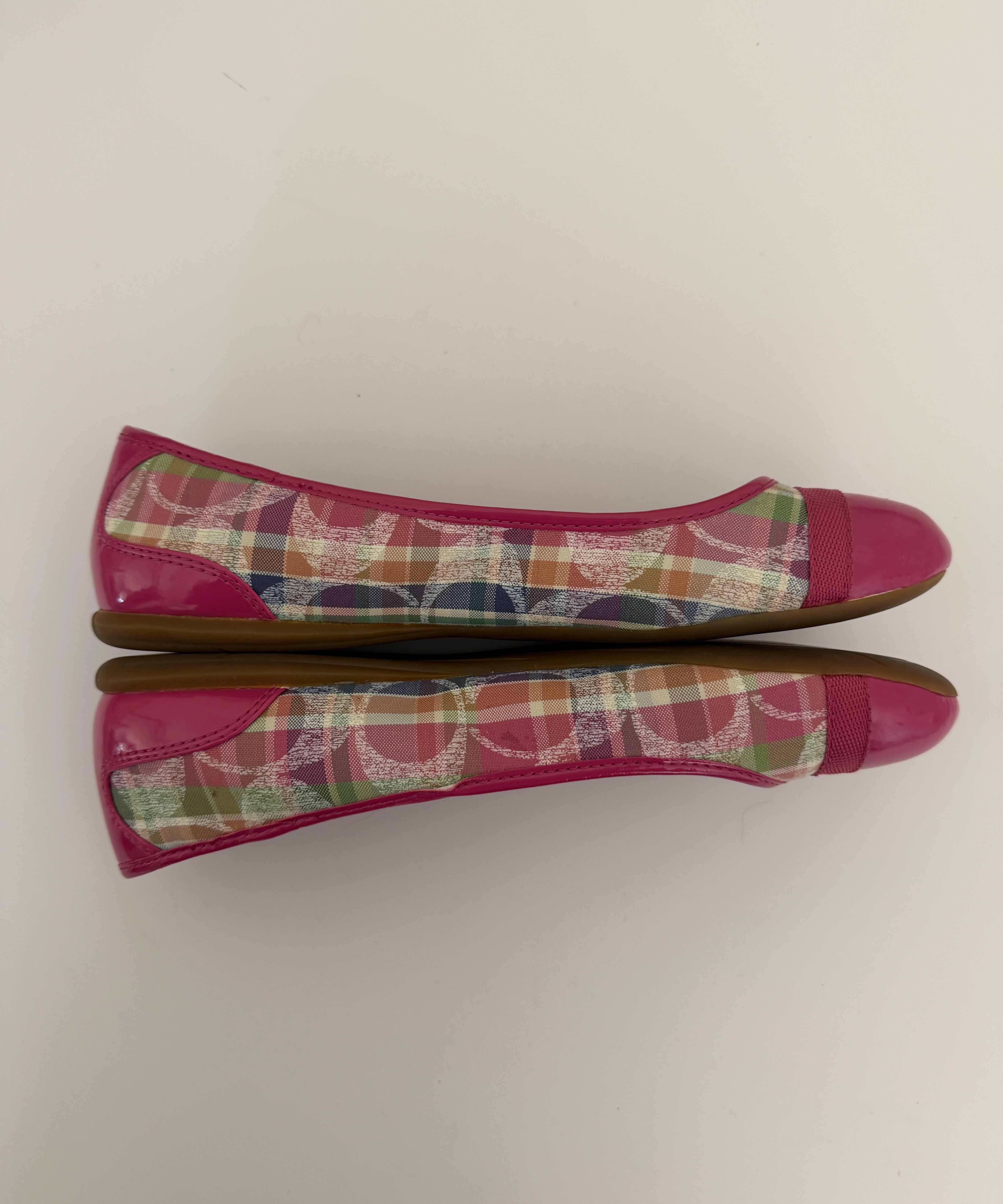 Coach Madras Plaid Poppy Ballet Flats