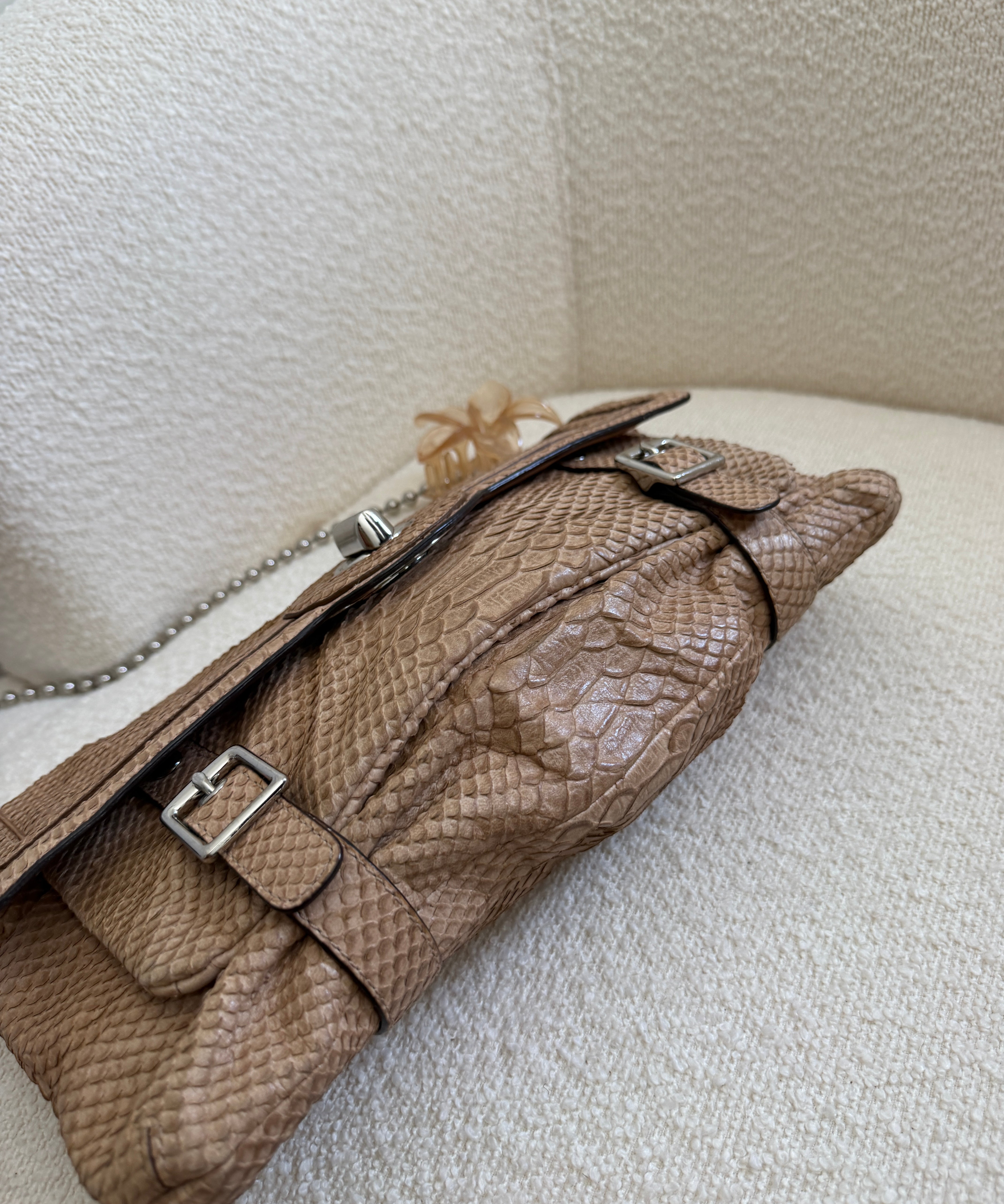 Rare Coach Snakeskin Turnlock Chain Shoulder Bag