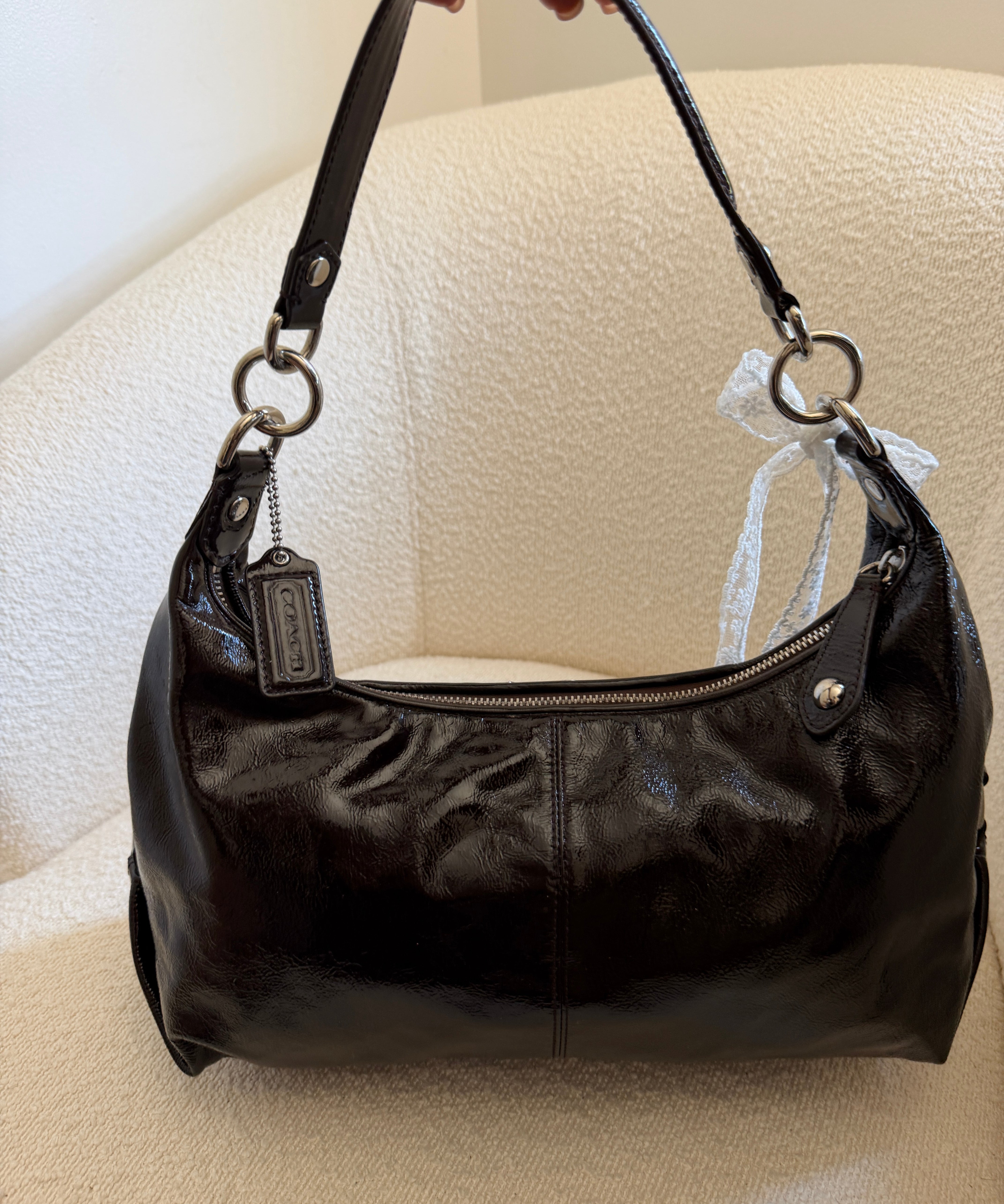 Coach Brown Patent Ashley Shoulder Bag