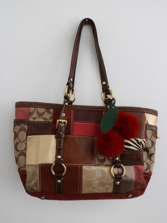 Coach Brown Patchwork Tote Bag