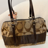 Coach Brown Stripe Signature Satchel Bag