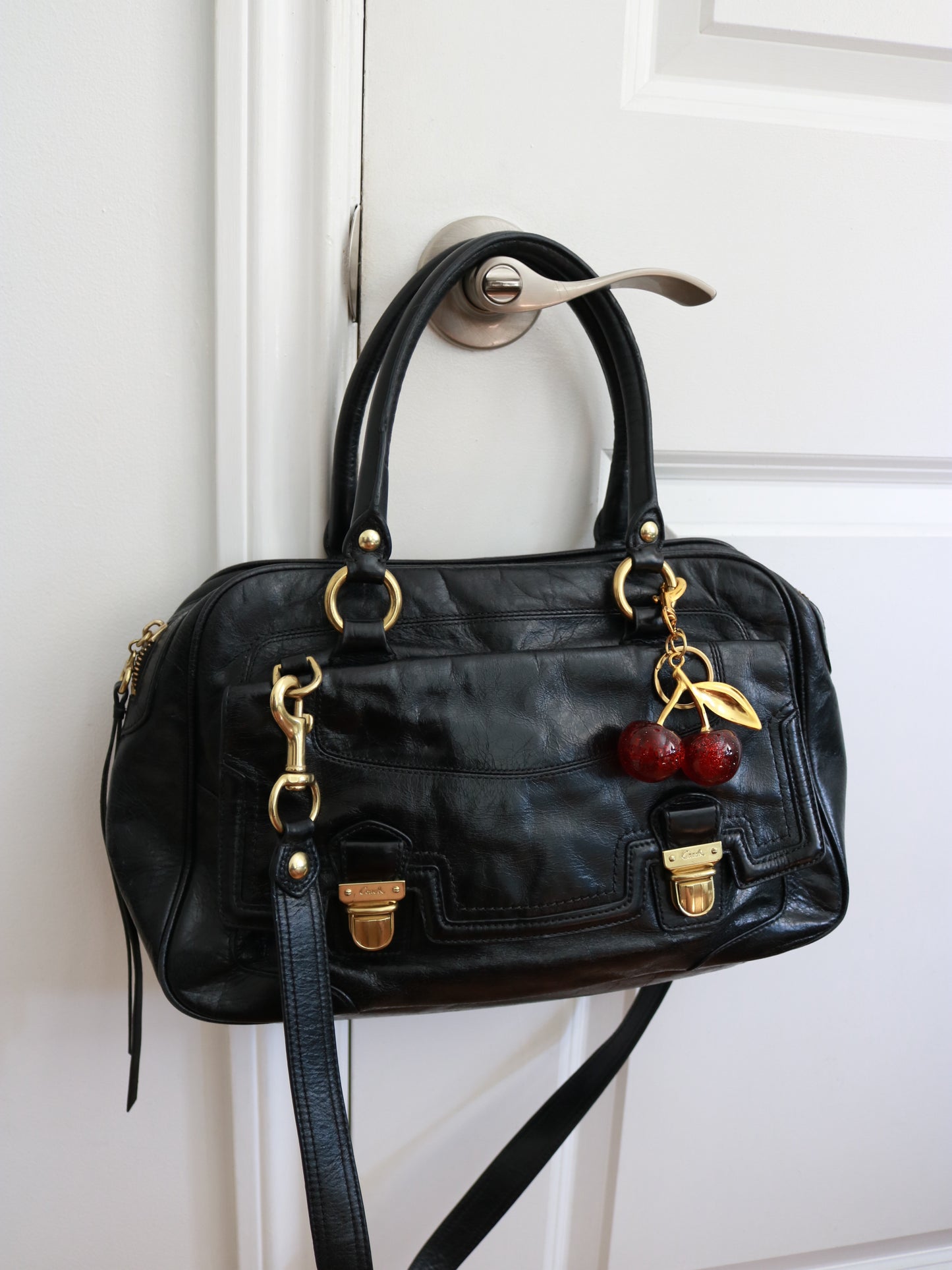 Coach Black Pushlock Satchel Bag