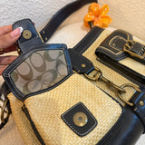 Coach Straw Woven Legacy Shoulder Bag