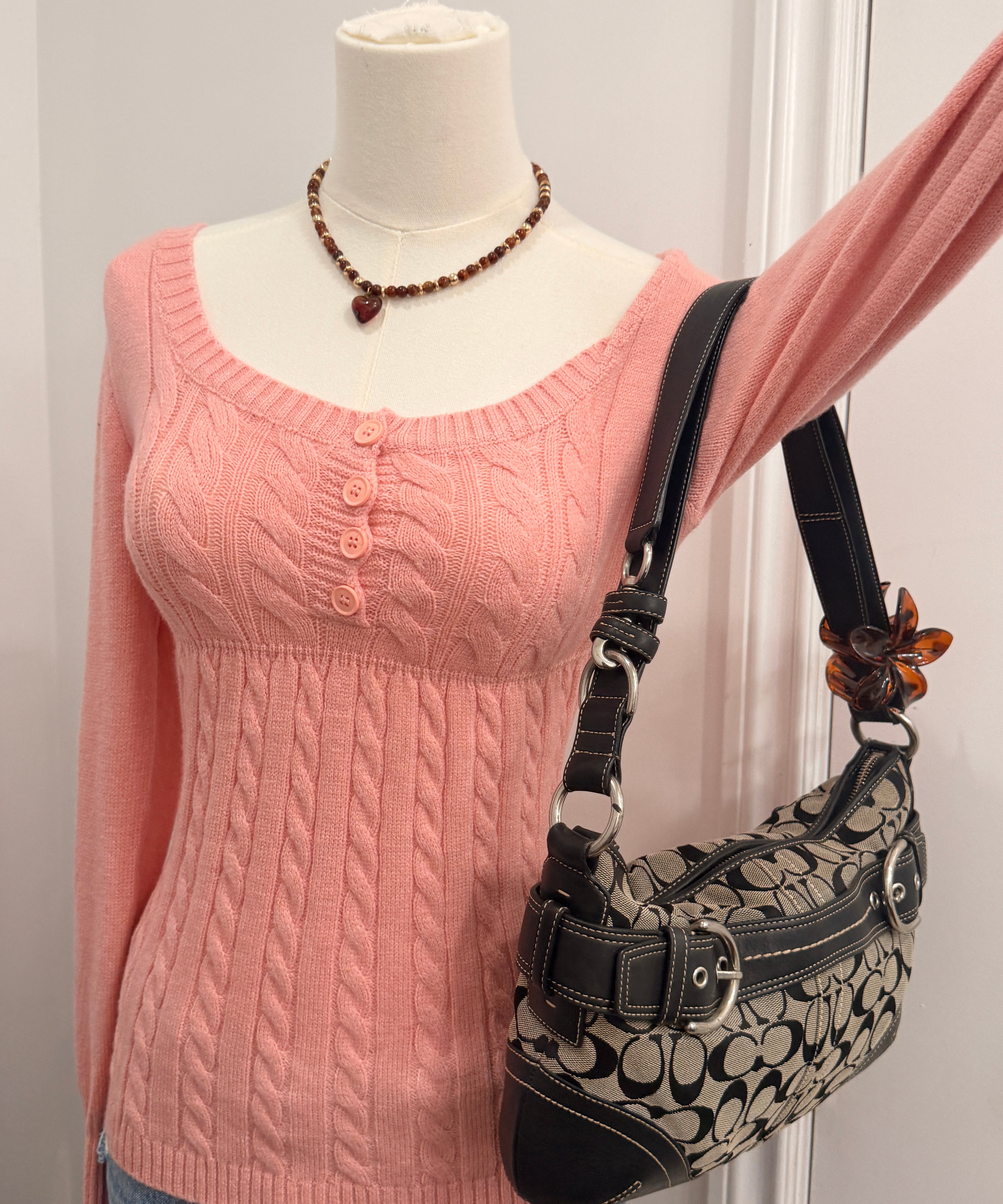 Coach Grey Monogram Shoulder Bag
