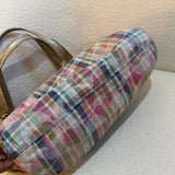 Coach Plaid Madras Poppy Tote Bag