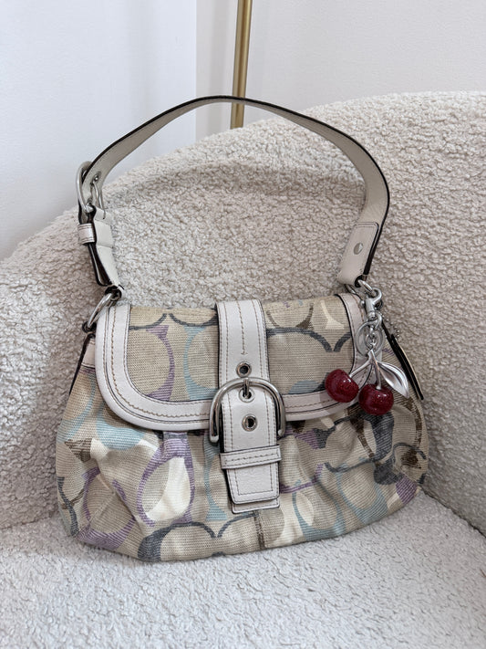 Coach Grey Optic Multi Print Signature Soho Sufflette Bag