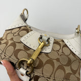 Coach Beige Signature Hamptons Signature Mini Hobo Bag