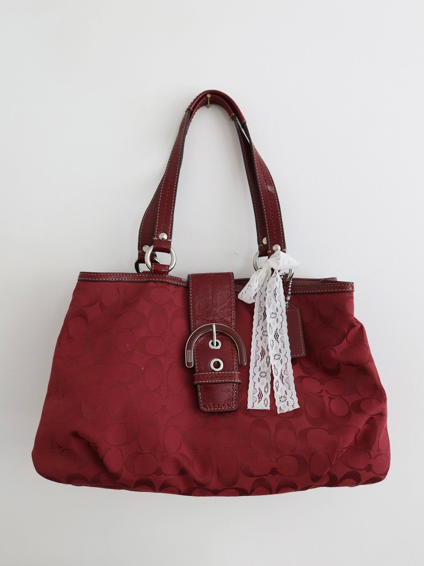 Coach Burgundy Signature Soho Tote Bag