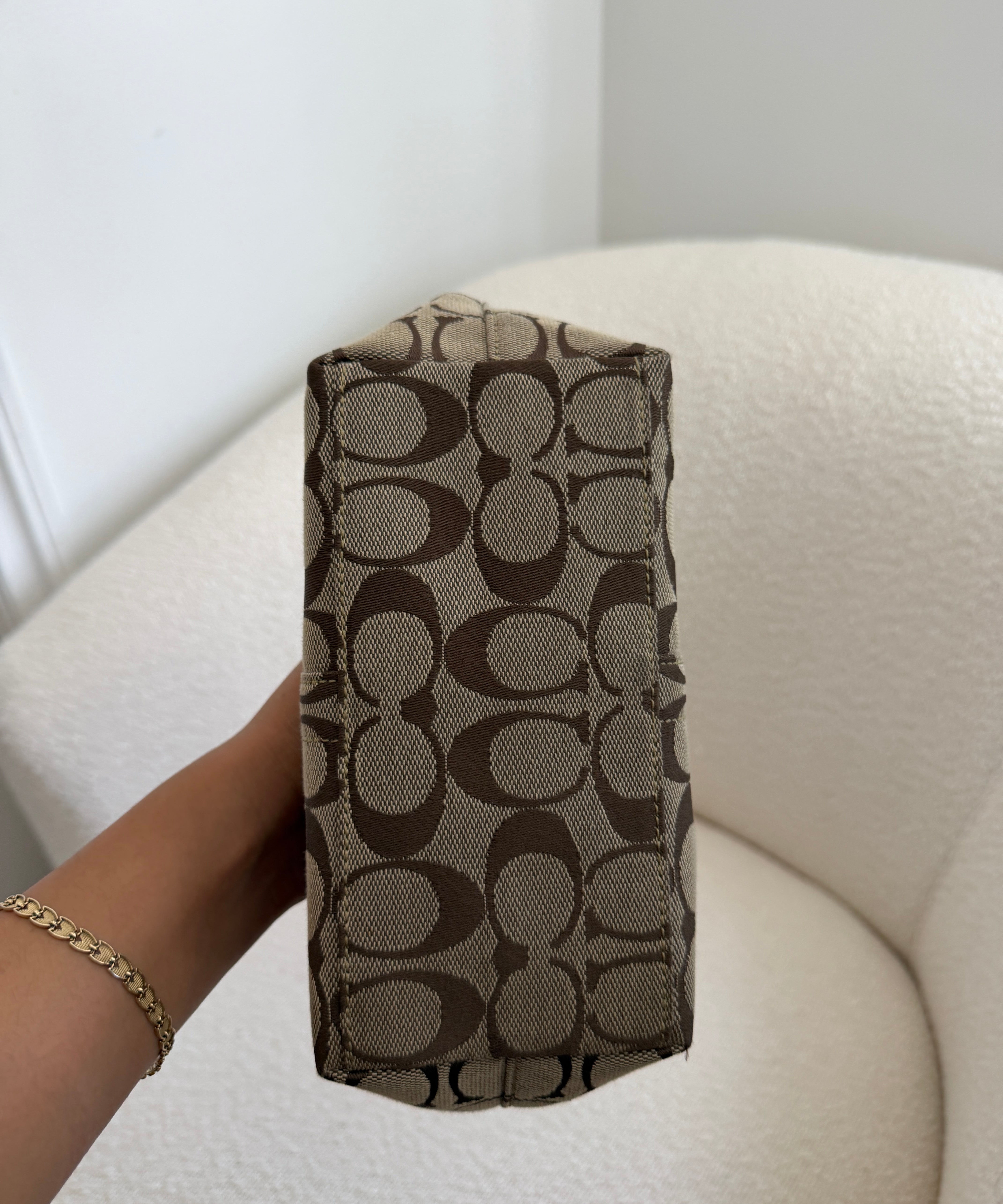Coach Brown Signature Stripe Pochette