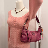 Coach Pink Stripe Mini Signature Shoulder Bag