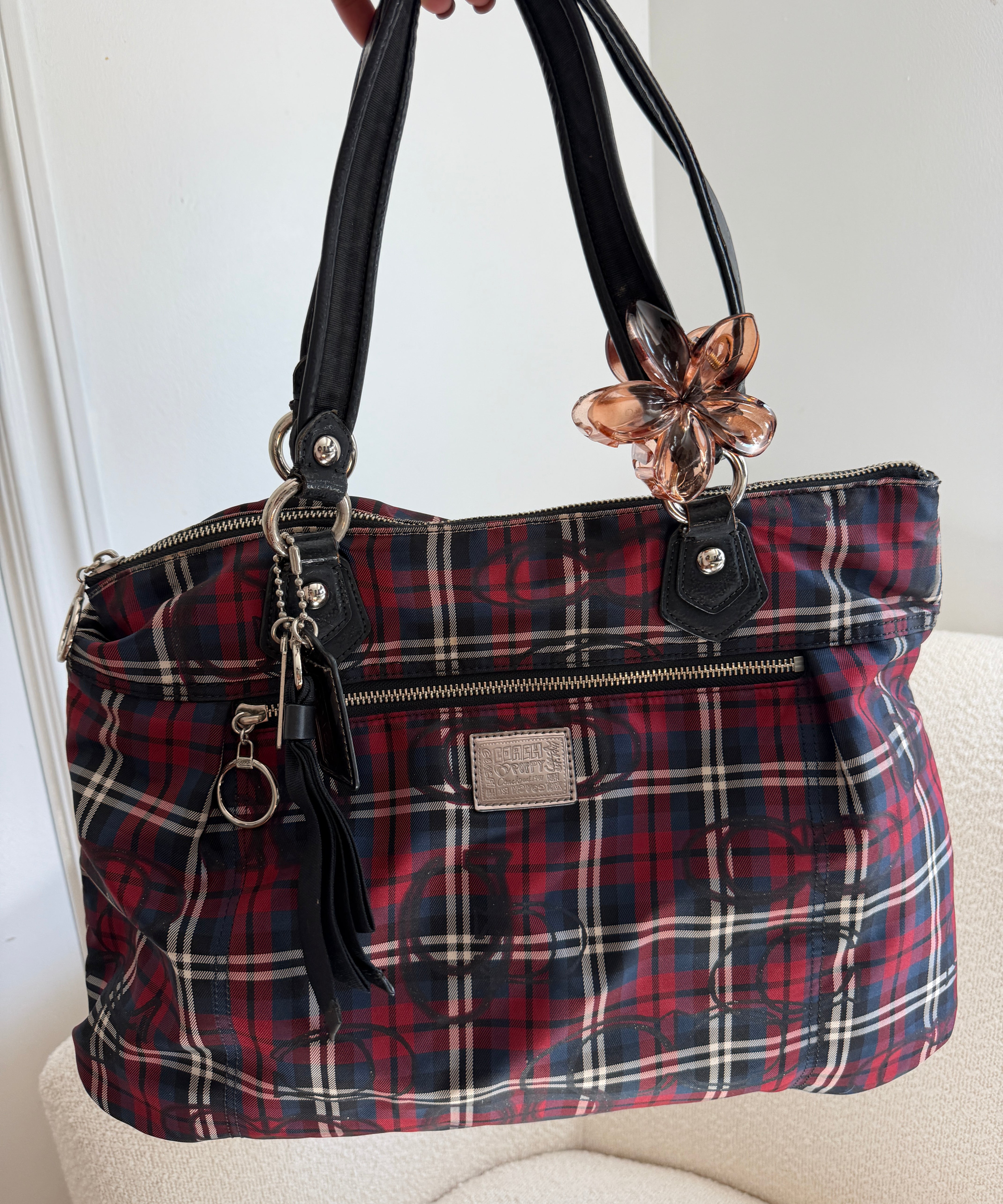 Coach Plaid Tartan Poppy Tote Bag