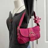 Rare Pink Suede Canvas Mini Soho Bag