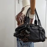 Archive Miu Miu Black Studded Flower Shoulder Bag