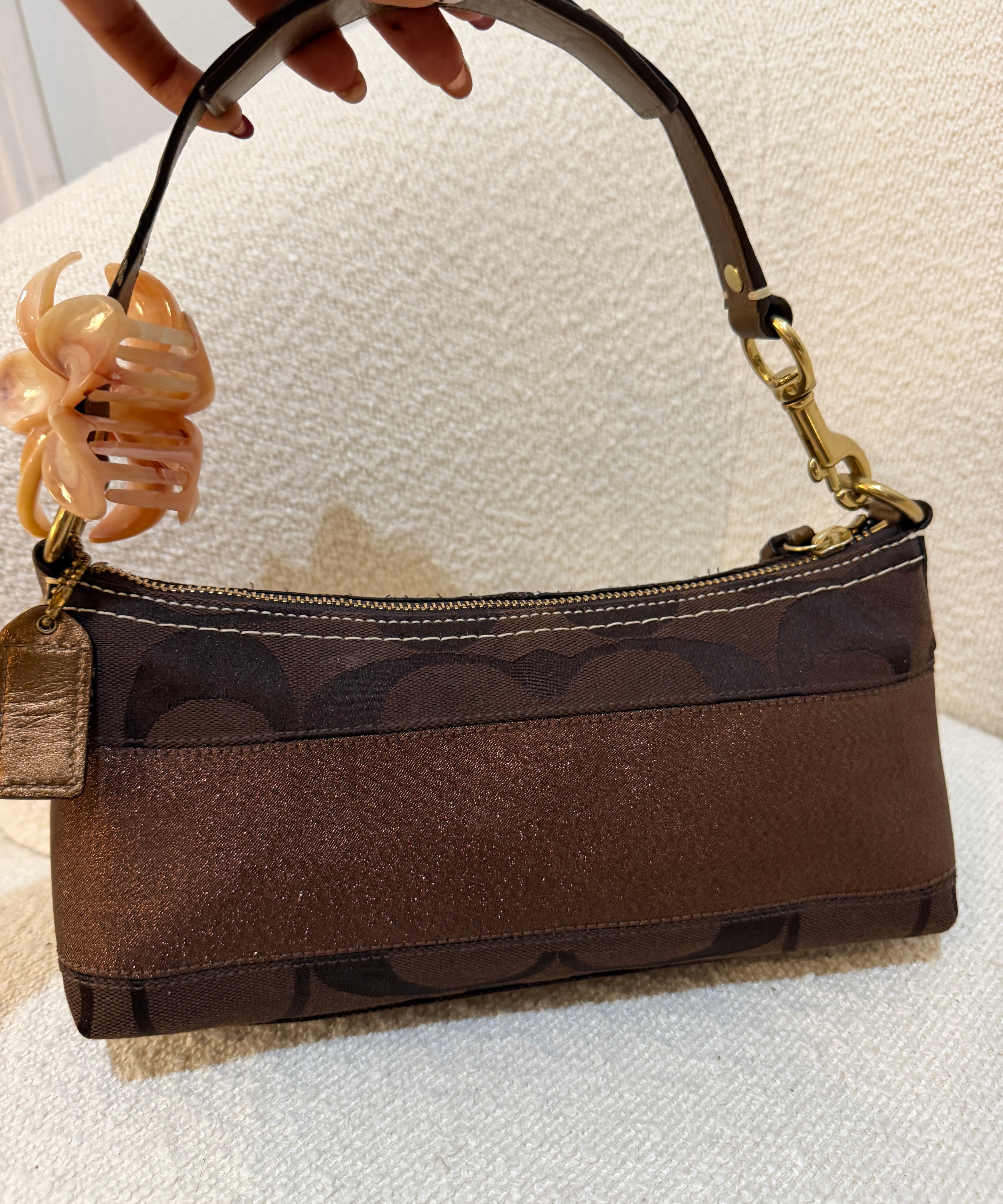 Coach Brown Stripe Monogram Mini Carly Bag