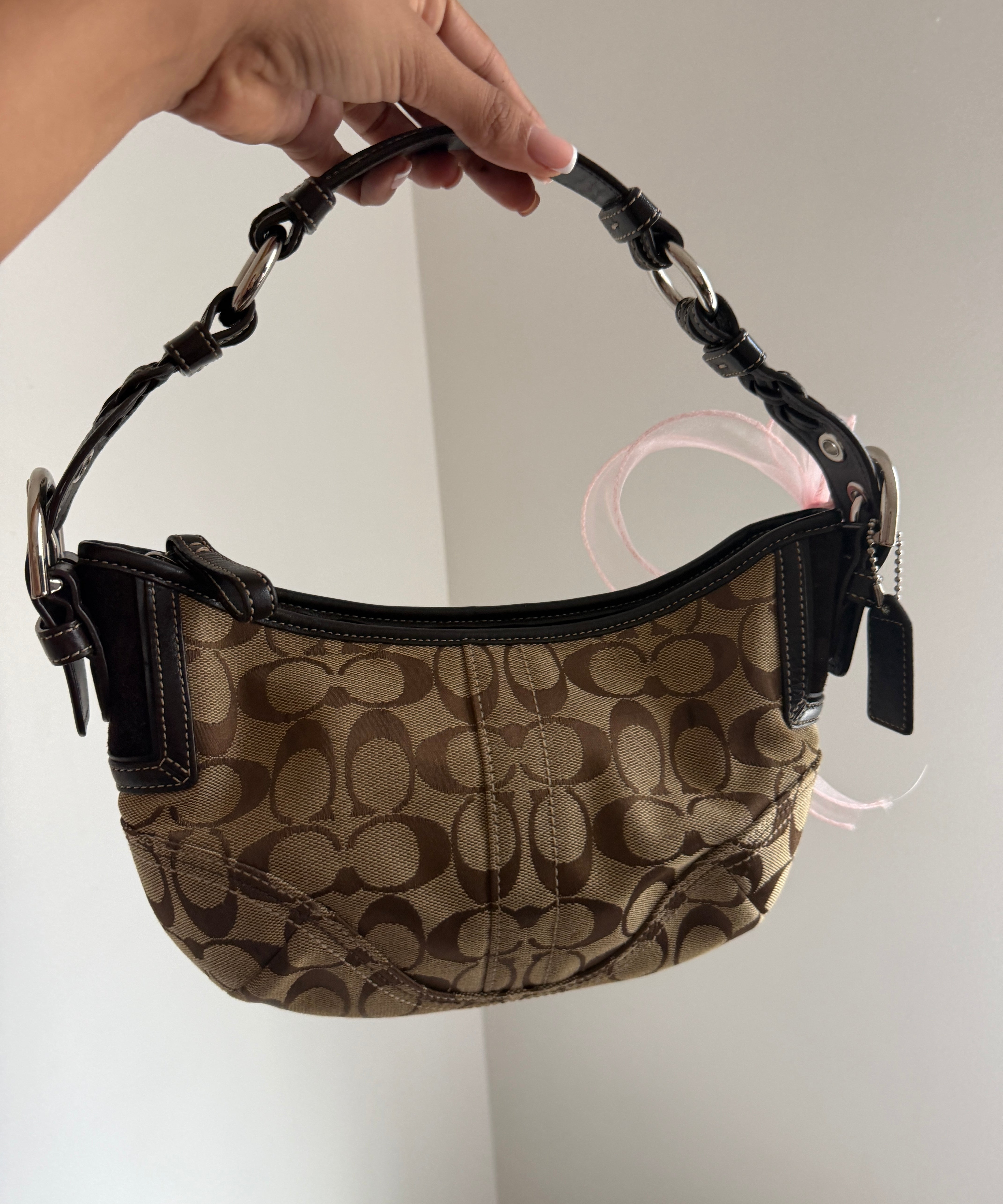 Coach Signature Brown Mini Hobo Bag