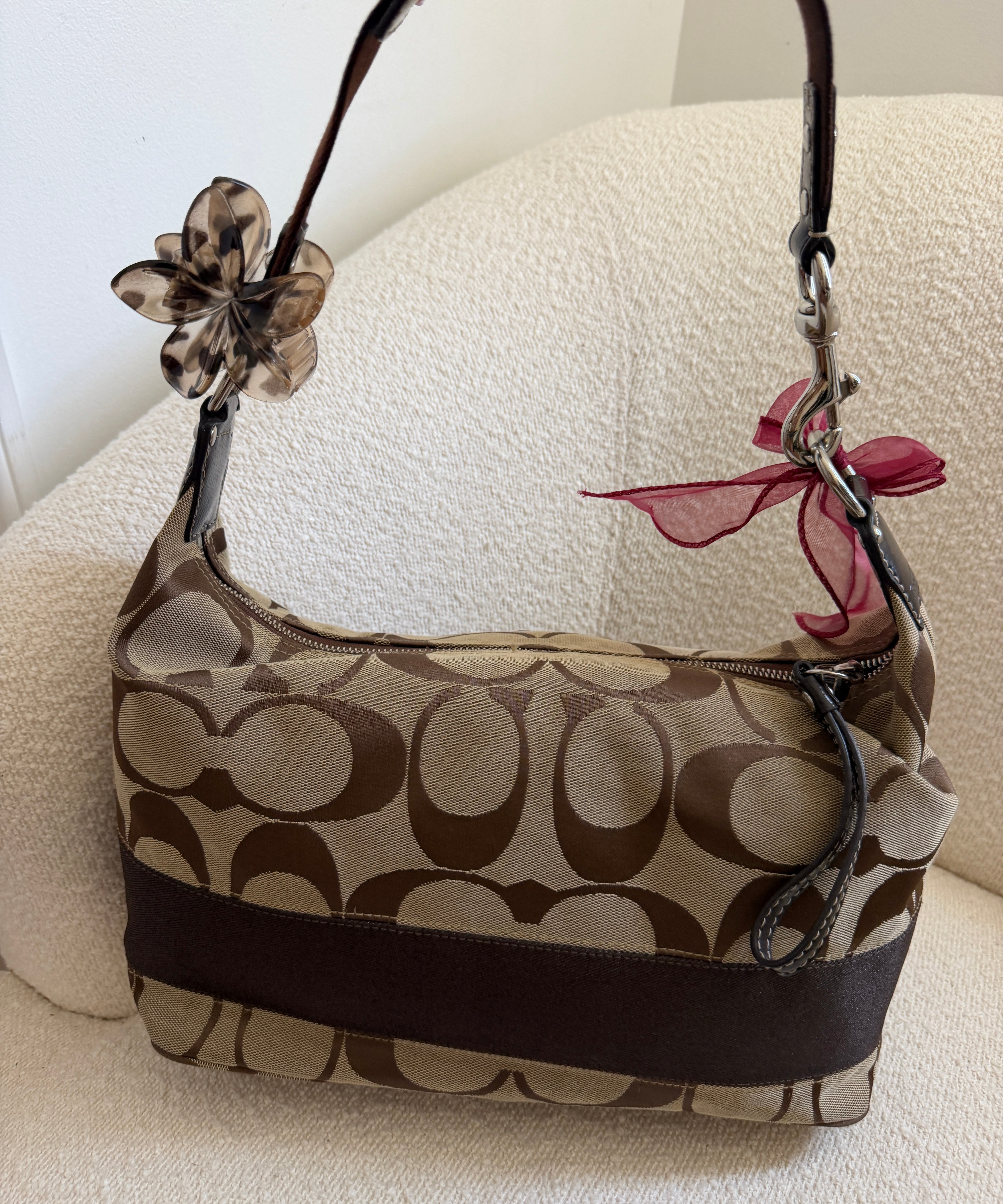 Coach Brown Stripe Signature Shoulder Bag