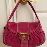 Celine Pink Suede Shoulder Bag