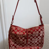 Coach Red Monogram Hamptons Clip Bag