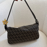 Navy Fendi Zucca Baguette FF Shoulder Bag