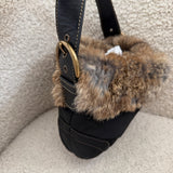 Coach Black Rabbit Fur Trim Mini Hobo Bag