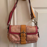 Rare Coach Pink Optic Double Pocket Soho Bag