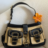 Coach Straw Woven Legacy Shoulder Bag