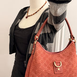 Salmon Pink Suede Gucci Abbey D-Ring Medium Hobo Shoulder Bag