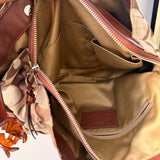 Coach Brown Signature Snakeskin Trim Tote Bag