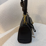 Vintage Coach Black Leather Turnlock Bowler Bag