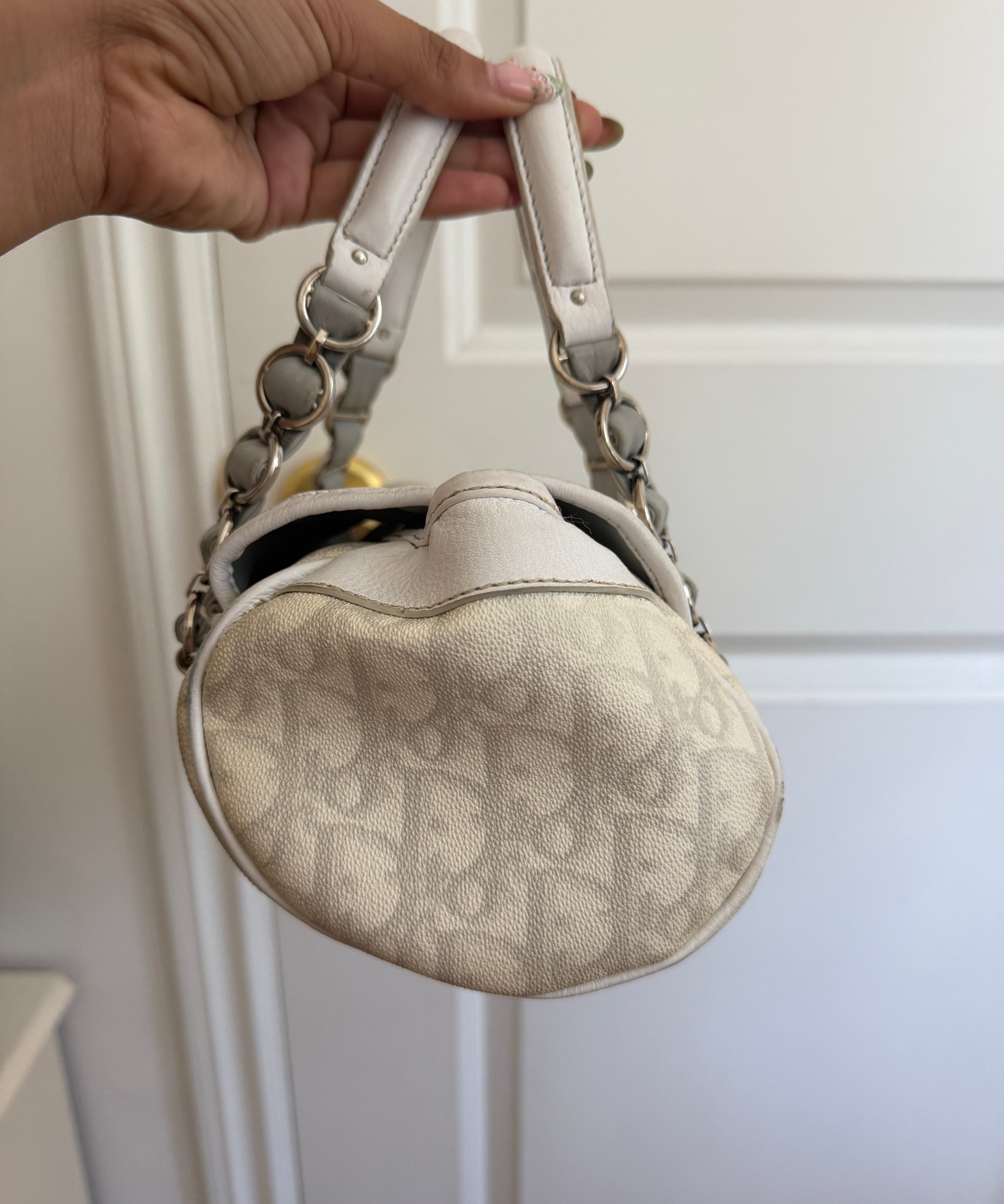 White Dior Romantique Barrel Bag