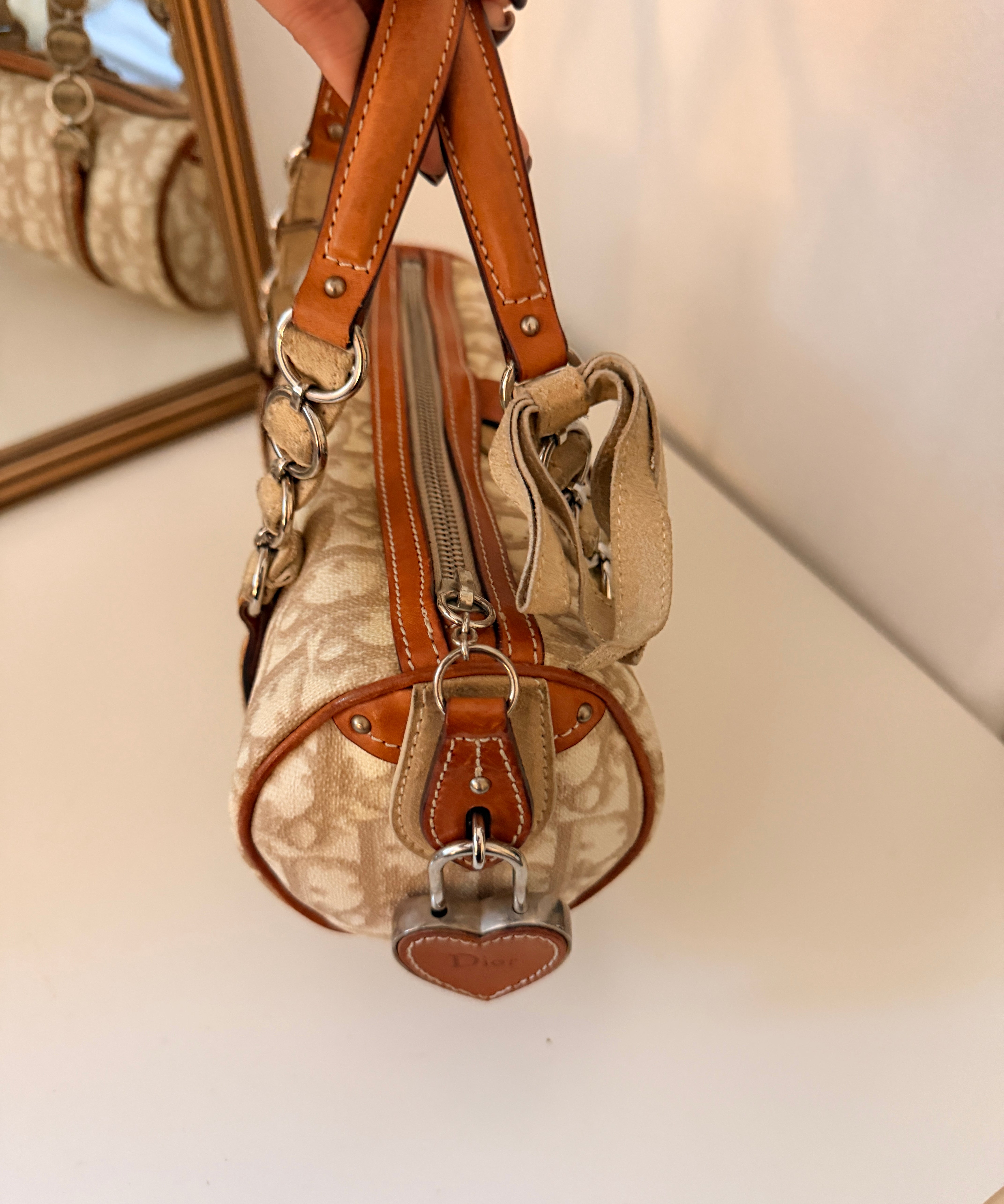 White Dior Romantique Mini Barrel Bag
