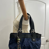 Coach Navy Shimmer Leather Soho Tote Bag