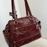 Coach Burgundy Peyton Patent Leather Turnlock Legacy Bag