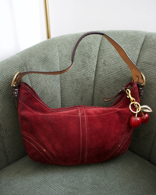 Coach Burgundy Suede Hobo Bag