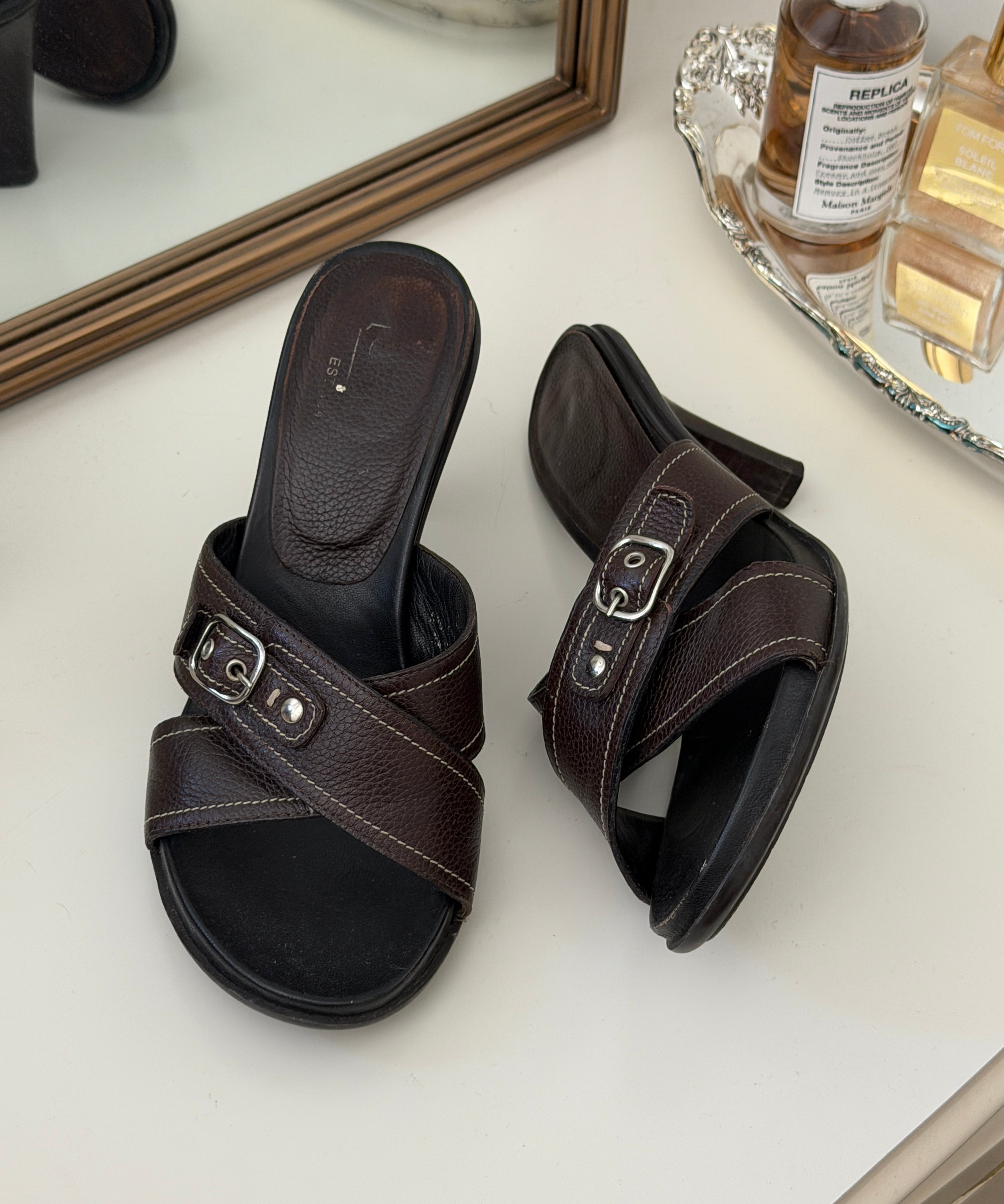 Coach Brown Peep-toe Heels (Size 8)