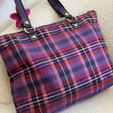 Coach Plaid Purple Madras Poppy Tote Bag