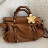 Miu Miu Brown Vitello Lux 2-Way Leather Hand Bag