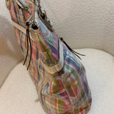 Coach Plaid Madras Poppy Tote Bag