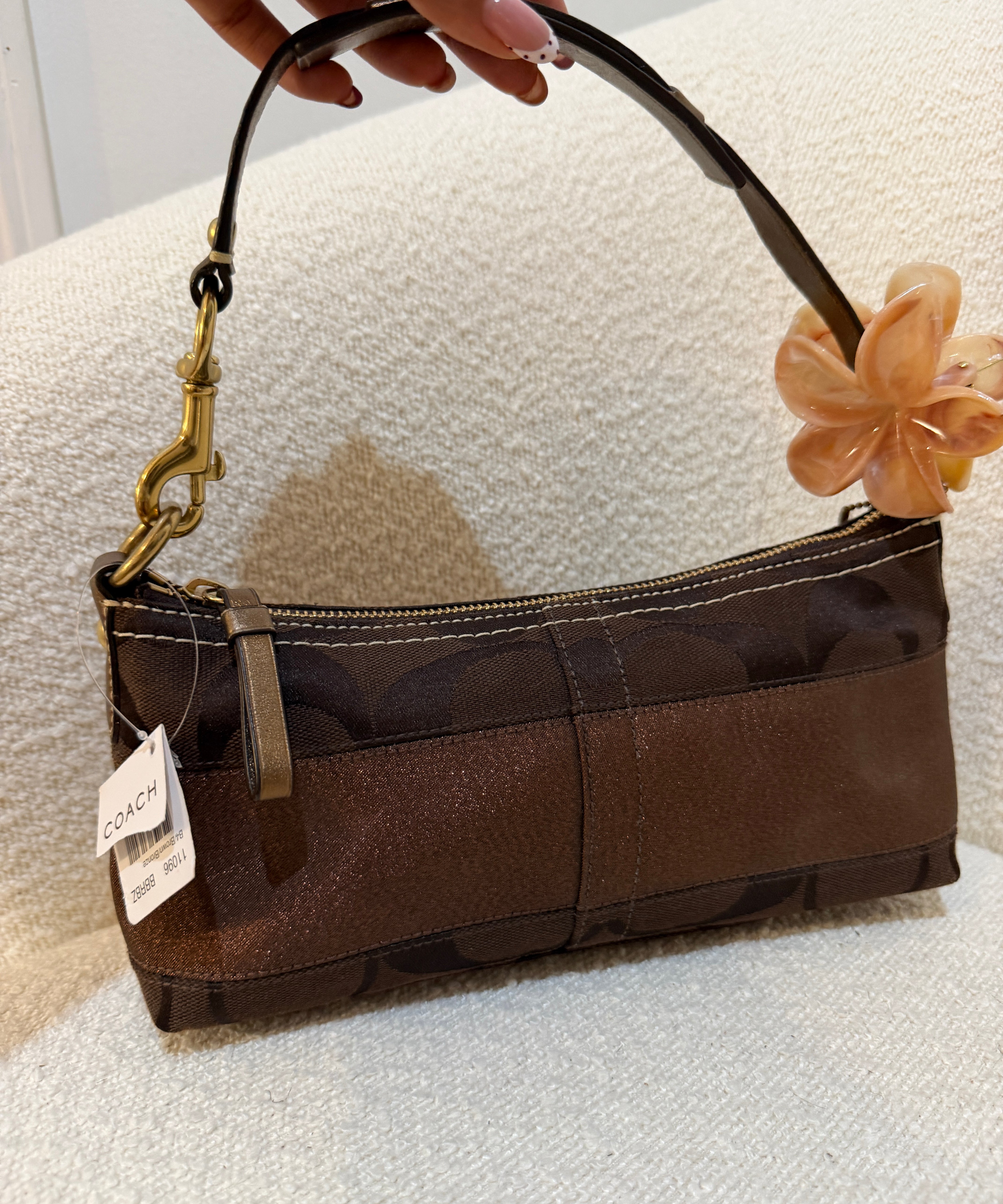 Coach Brown Stripe Monogram Mini Carly Bag
