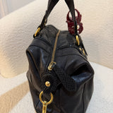 Black Coach Signature Ashley Bag with Snakeskin Trim