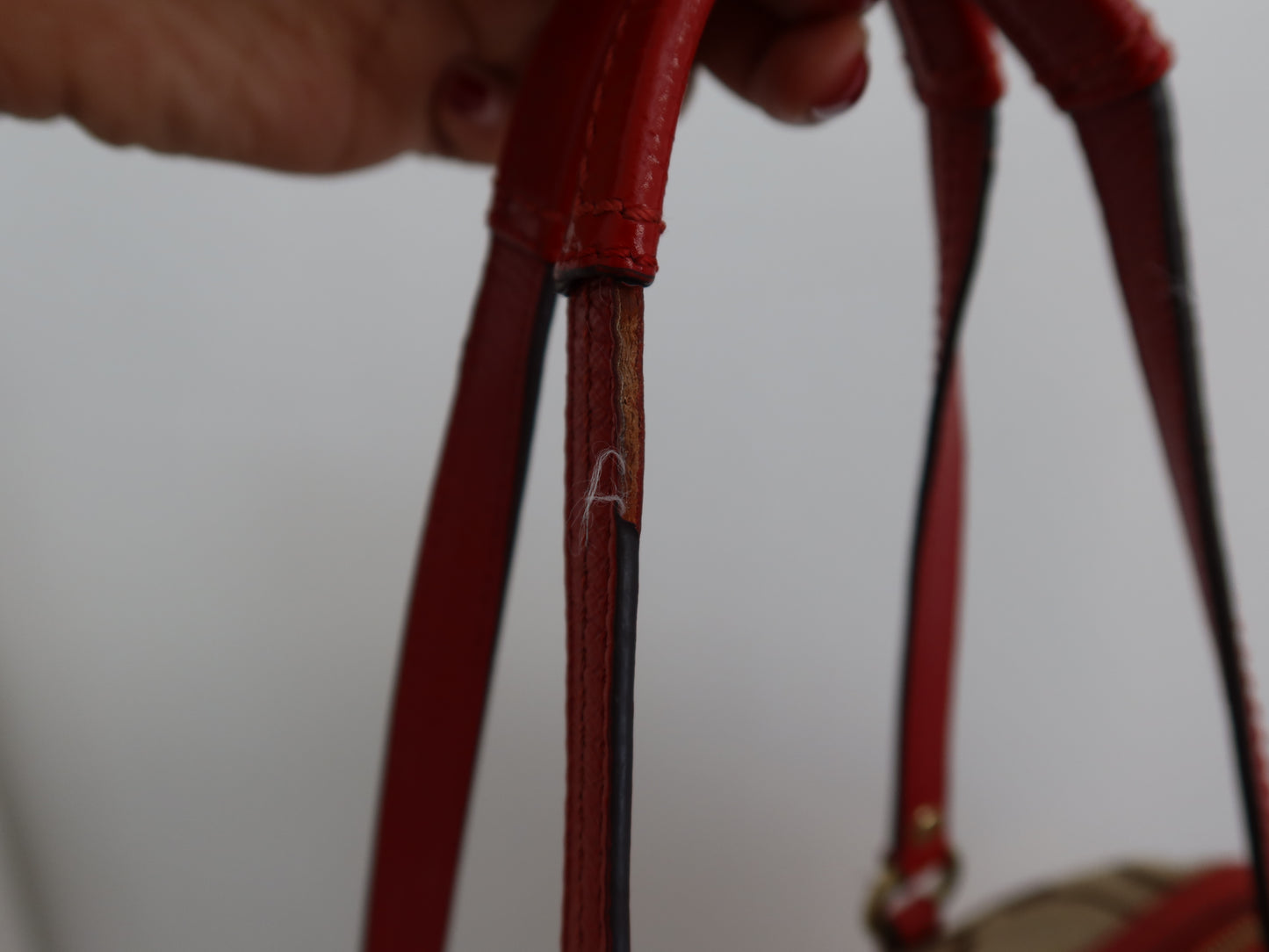 Red Coach Stripe Satchel Bag