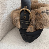 Coach Black Rabbit Fur Trim Mini Hobo Bag